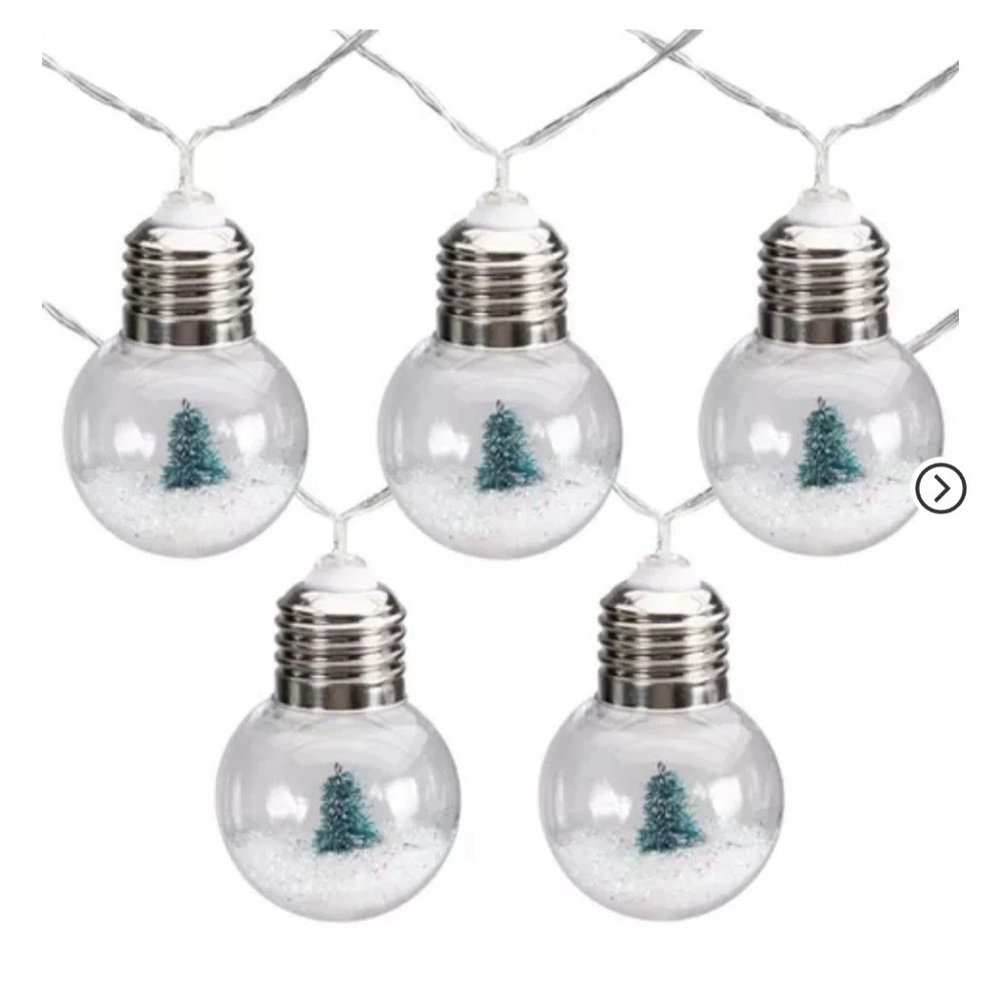 Festive String Lights with Miniature Trees